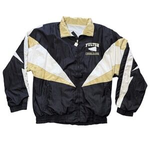Vintage 90s Fulton Cheerleader Black Gold School Sports Windbreaker Jacket